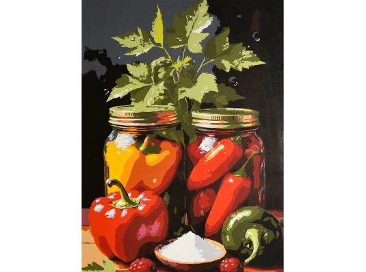 Картина по номерам Перцы в банках 30х40 (SS-1346) купить в интернет магазине подарков ПраздникШоп