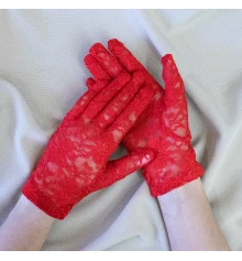 Перчатки кружевные 22см (красные) купить в интернет магазине подарков ПраздникШоп