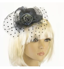 Шляпка Гламур маленькая с розой (черная) купить в интернет магазине подарков ПраздникШоп