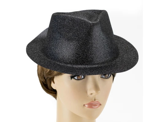 Шляпа детская Мафия блестящая (черная) купить в интернет магазине подарков ПраздникШоп