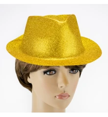 Шляпа детская Мафия блестящая (золото) купить в интернет магазине подарков ПраздникШоп