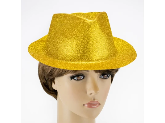 Шляпа детская Мафия блестящая (золото) купить в интернет магазине подарков ПраздникШоп