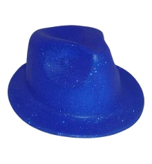 Шляпа детская Мафия блестящая (синяя) купить в интернет магазине подарков ПраздникШоп