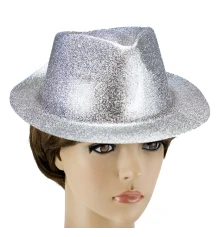 Шляпа детская Мафия блестящая (серебро) купить в интернет магазине подарков ПраздникШоп