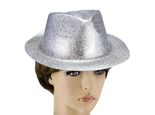 Шляпа детская Мафия блестящая (серебро) купить в интернет магазине подарков ПраздникШоп