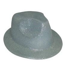Шляпа детская Мафия блестящая (серебро) купить в интернет магазине подарков ПраздникШоп