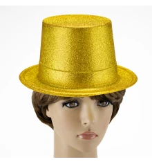 Шляпа Цилиндр блестящая (золото) купить в интернет магазине подарков ПраздникШоп