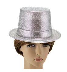 Шляпа Цилиндр блестящая (серебро) купить в интернет магазине подарков ПраздникШоп