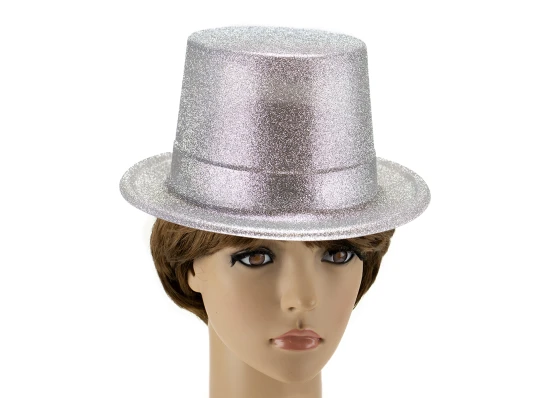 Шляпа Цилиндр блестящая (серебро) купить в интернет магазине подарков ПраздникШоп