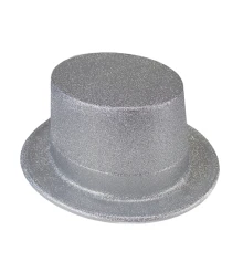 Шляпа Цилиндр блестящая (серебро) купить в интернет магазине подарков ПраздникШоп
