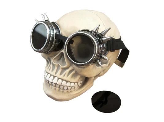 Очки Стимпанк Гогглы Премиум с шипами (серебро антик) купить в интернет магазине подарков ПраздникШоп