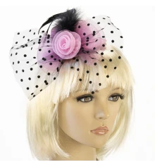 Шляпка Гламур маленькая с розой (розовая) купить в интернет магазине подарков ПраздникШоп