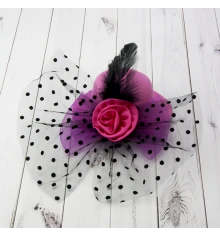 Шляпка Гламур маленькая с розой (розовая) купить в интернет магазине подарков ПраздникШоп