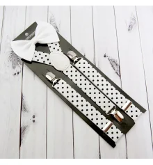 Подтяжки с галстуком бабочкой (белые) купить в интернет магазине подарков ПраздникШоп