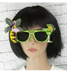 Очки Гавайские Фламинго Коктейль (зеленые) купить в интернет магазине подарков ПраздникШоп