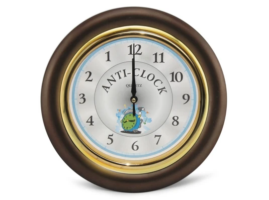 Часы идут в обратную сторону Anti-clock (коричневый) купить в интернет магазине подарков ПраздникШоп
