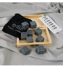 Камни для виски Stones в деревянной шкатулке (серые) купить в интернет магазине подарков ПраздникШоп