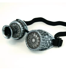 Очки Стимпанк Гогглы с монокуляром (серебро антик) F-W403 купить в интернет магазине подарков ПраздникШоп