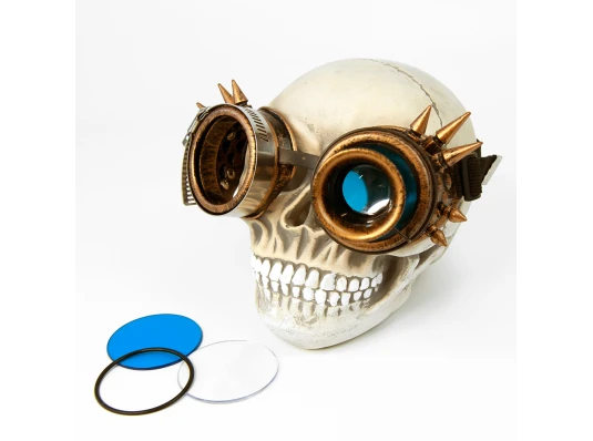 Очки Стимпанк Гогглы с монокуляром (бронза антик) F-W405 купить в интернет магазине подарков ПраздникШоп