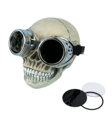 Очки Стимпанк Гогглы Премиум (серебряный металлик) A04 купить в интернет магазине подарков ПраздникШоп