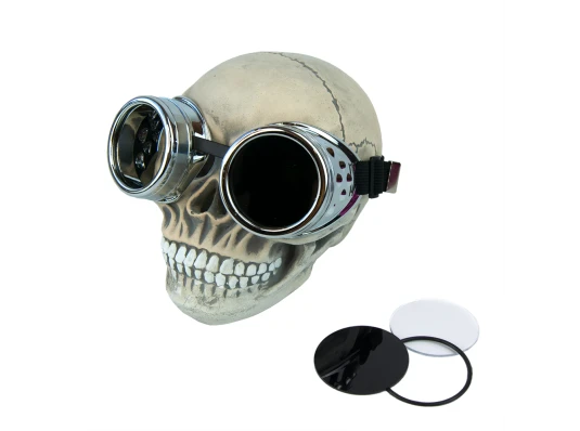 Очки Стимпанк Гогглы Премиум (серебряный металлик) A04 купить в интернет магазине подарков ПраздникШоп