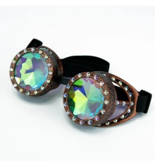 Очки Стимпанк Гогглы Калейдоскоп со стразами заклепками (медь антик) W-XZ04 купить в интернет магазине подарков ПраздникШоп