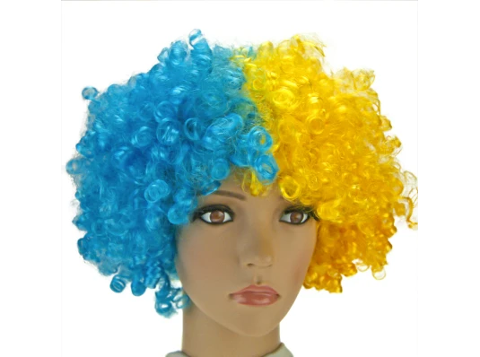 Парик Кучерявый (желто-голубой) купить в интернет магазине подарков ПраздникШоп