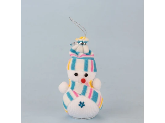 Декор новогодний Снеговик 14см в шапочке голубой купить в интернет магазине подарков ПраздникШоп