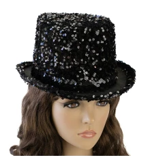 Карнавальная шляпа Блеск ретро с пайетками (черная) купить в интернет магазине подарков ПраздникШоп