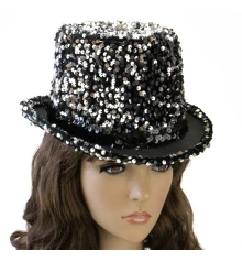 Карнавальная шляпа Блеск ретро с пайетками (серебряная) купить в интернет магазине подарков ПраздникШоп