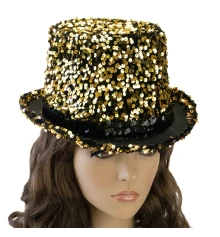 Карнавальная шляпа Блеск ретро с пайетками (золотая) купить в интернет магазине подарков ПраздникШоп