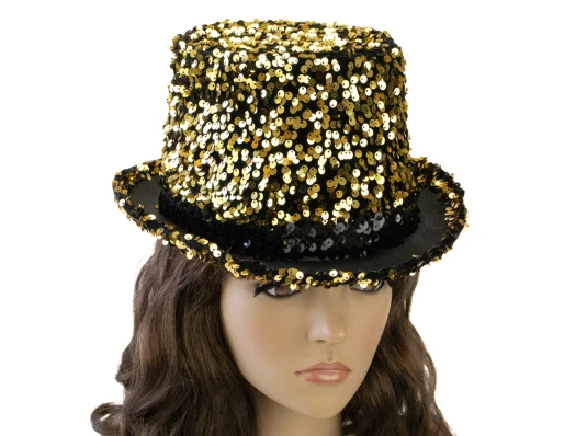 Карнавальная шляпа Блеск ретро с пайетками (золотая) купить в интернет магазине подарков ПраздникШоп