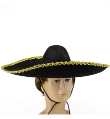 Шляпа Сомбреро Мариачи (черная с золотом) купить в интернет магазине подарков ПраздникШоп