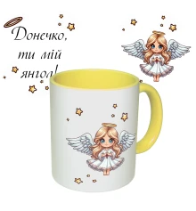 Чашка с принтом 64602 Донечко, ти мій янгол (укр.) (желтая) купить в интернет магазине подарков ПраздникШоп