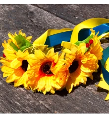 Украинский веночек с лентами на ободке Соломия 12224 (желтый) купить в интернет магазине подарков ПраздникШоп