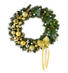Рождественский венок 45см ПЕРЕЗВОН ЗОЛОТОЙ 13442 купить в интернет магазине подарков ПраздникШоп