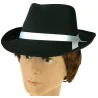 Капелюх чоловічий гангстера (чорний) з білою стрічкою