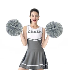 Помпон для чирлидинга Круглый с кольцами для пальцев 1шт (серебряный) купить в интернет магазине подарков ПраздникШоп