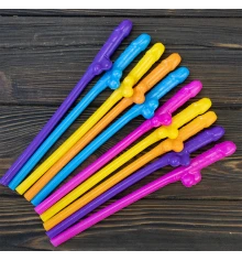 Пикантные Трубочки Вилли для коктейлей Цветные (уп. 10шт) купить в интернет магазине подарков ПраздникШоп