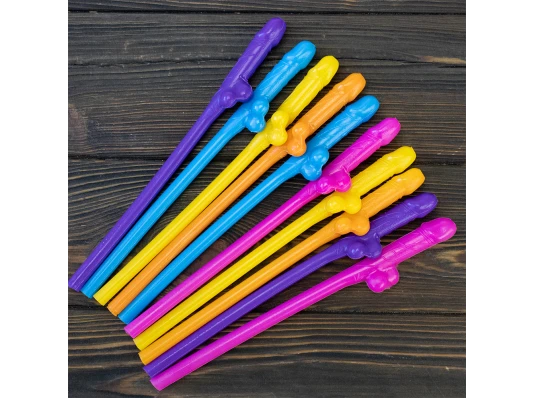 Пикантные Трубочки Вилли для коктейлей Цветные (уп. 10шт) купить в интернет магазине подарков ПраздникШоп