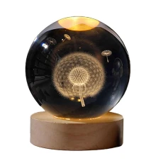 Ночник светильник 3D Хрустальный шар Д8 Одуванчик 13412 купить в интернет магазине подарков ПраздникШоп