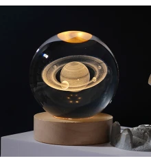 Ночник светильник 3D Хрустальный шар Д8 Космос Сатурн 13410 купить в интернет магазине подарков ПраздникШоп