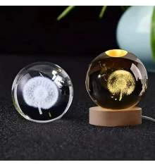 Ночник светильник 3D Хрустальный шар Д6 Одуванчик 13405 купить в интернет магазине подарков ПраздникШоп