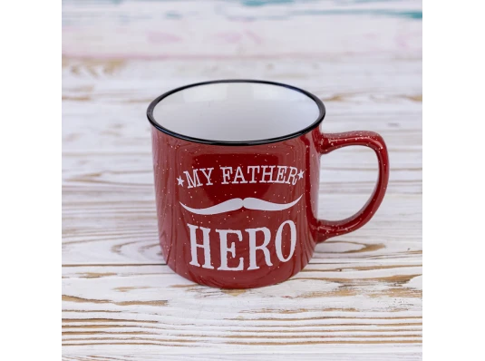 Кружка для папы Мой отец герой - My father hero 400 мл 12743 (красный) купить в интернет магазине подарков ПраздникШоп
