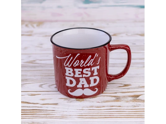 Кружка для папы Лучший папа в мире - World's best dad 400 мл 12718 (красный) купить в интернет магазине подарков ПраздникШоп