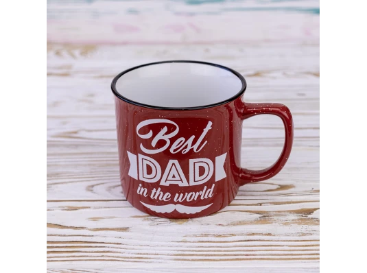 Кружка для папы Лучший папа в мире - Best dad in the world 400мл 12732 (красный) купить в интернет магазине подарков ПраздникШоп