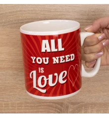 Кружка Гигант Все, что тебе нужно, это ЛЮБОВЬ All you need is LOVE купить в интернет магазине подарков ПраздникШоп