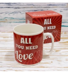 Кружка Гигант Все, что тебе нужно, это ЛЮБОВЬ All you need is LOVE купить в интернет магазине подарков ПраздникШоп