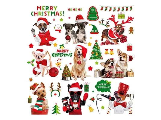 Интерьерная наклейка NG Merry Christmas Dogs JD2311 (9 листов А4) купить в интернет магазине подарков ПраздникШоп