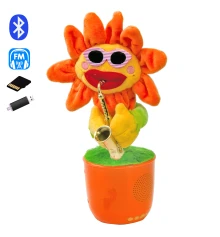 Интерактивная игрушка танцующий Цветок, блютуз колонка с FM радио Dancing Flower (оранжевая) купить в интернет магазине подарков ПраздникШоп